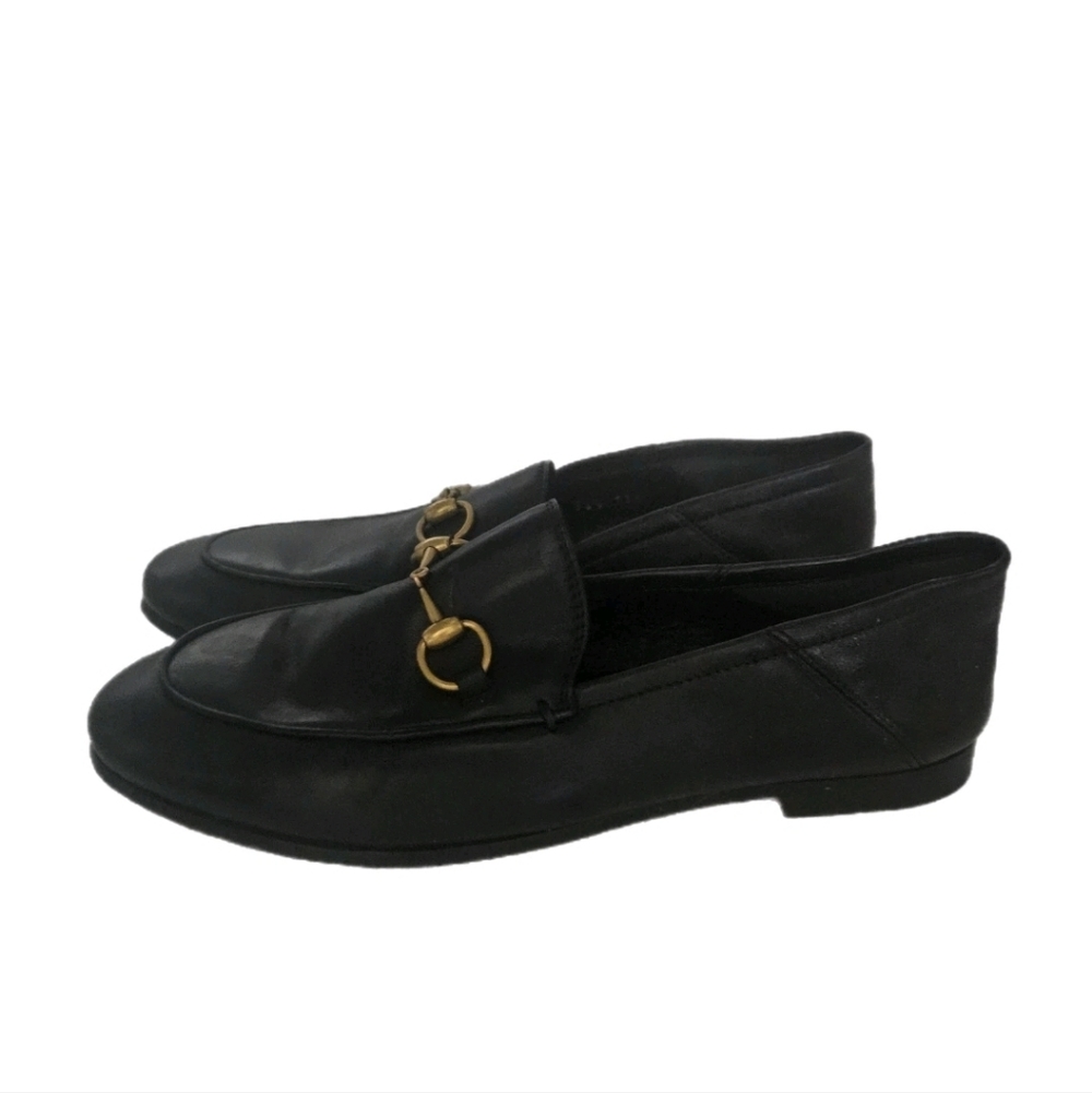 GUCCI Brixton Black Leather Horsebit Loafer Size EU 36.5 US 6.5 Collapsible Heel - Picture 5 of 16
